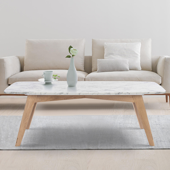 Faura 18" x 43.5" Rectangular Italian Marble Coffee Table with Legs